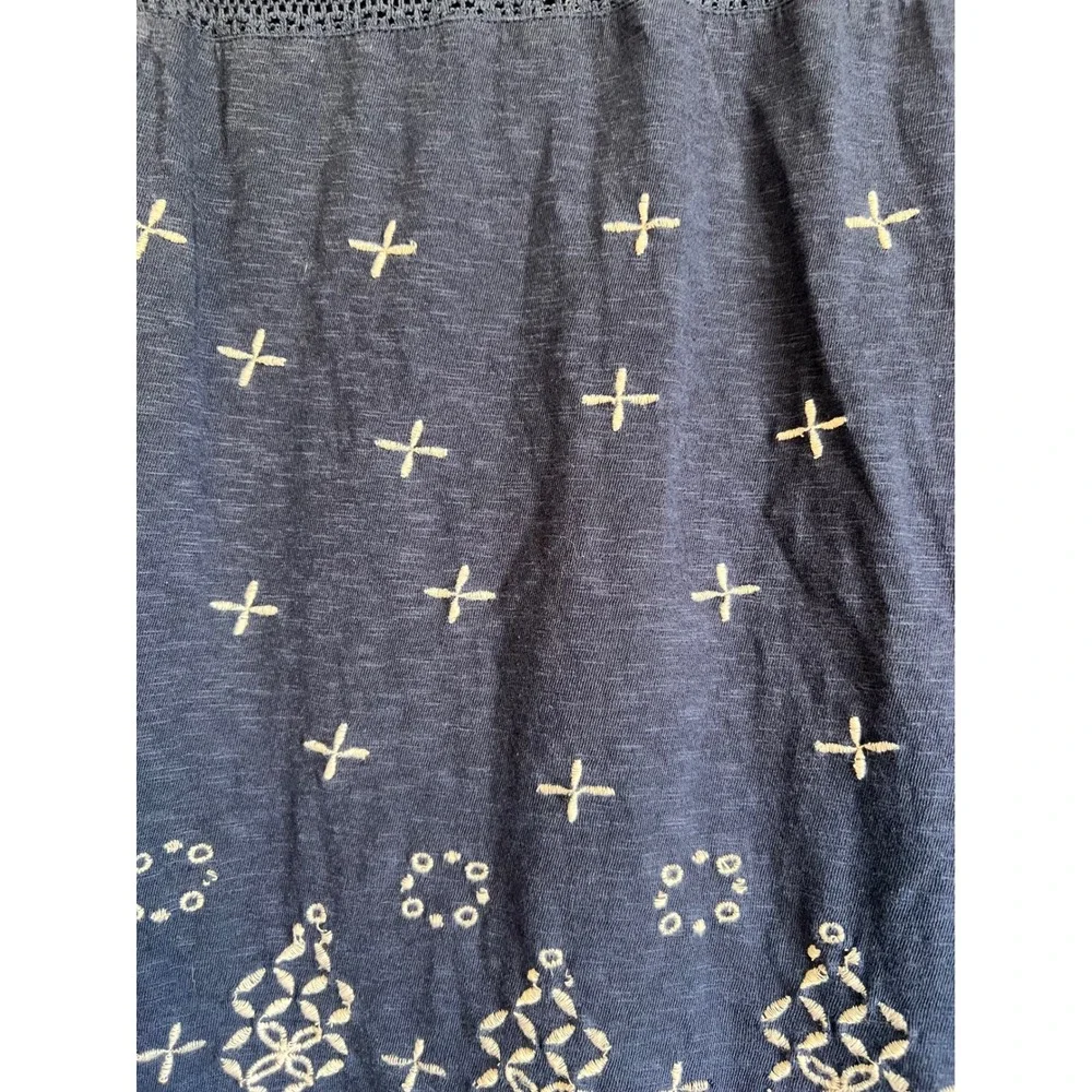 New Directions Weekend Navy Blue‎ Crochet Lace Embroidered Sleeveless Tank Top M - Picture 9 of 11